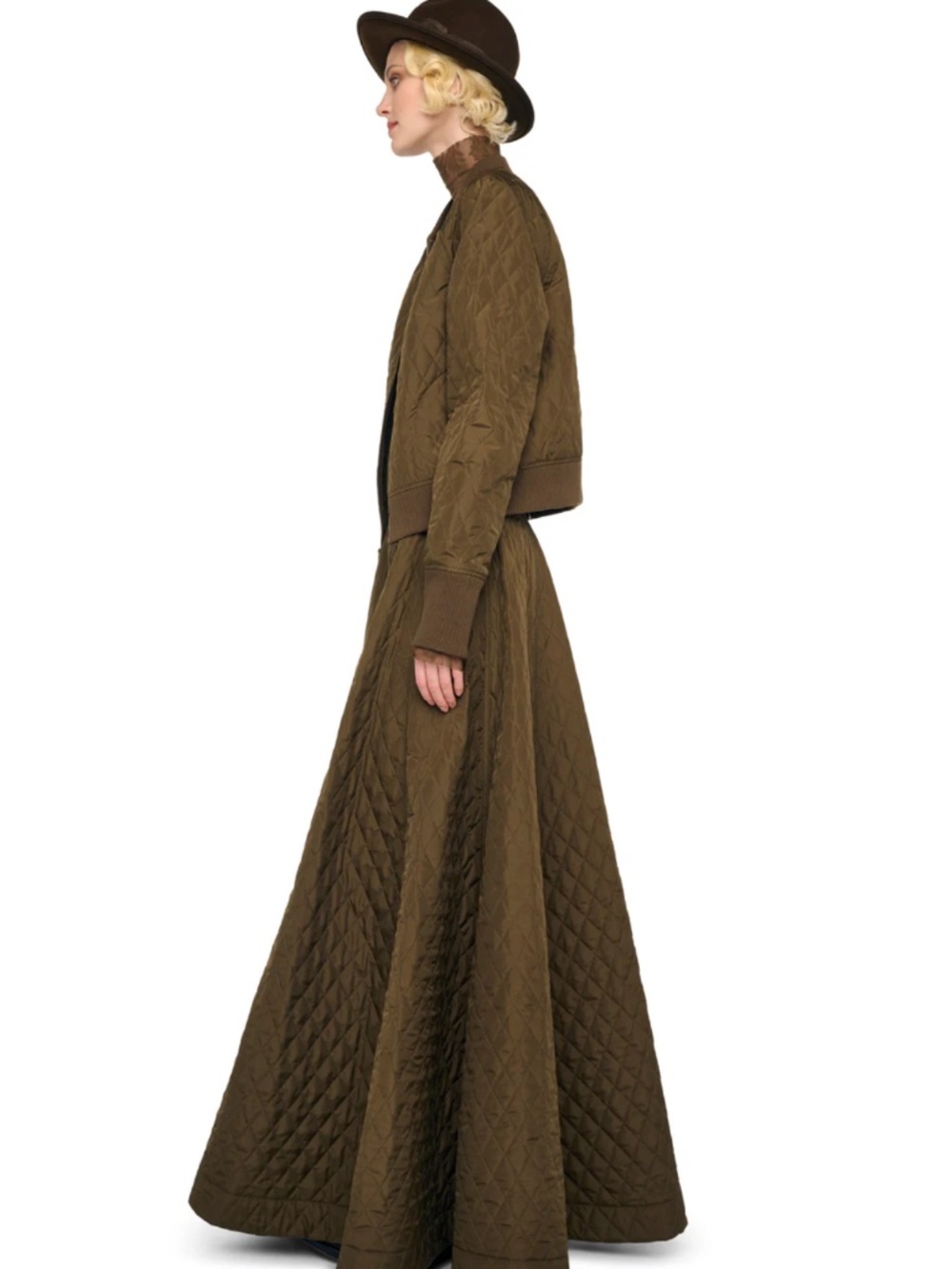 Norma Kamali Long Quilted 'Grace' Skirt in Bark (NWT) - Picture 8 of 10